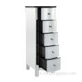 Specchio curvo MDF dipinto nero 5 cassetto Tallboy